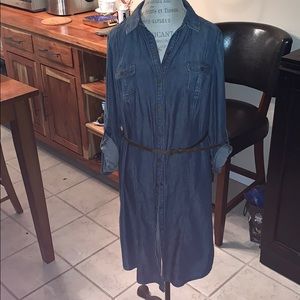Jean dress with skinny belt